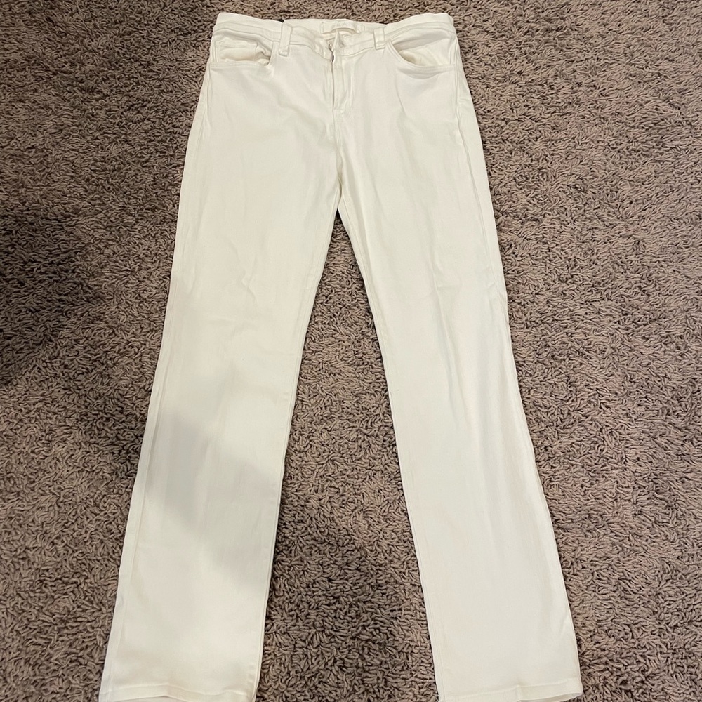 Women’s White J Brand Cigarette Leg Mid Rise Jeans